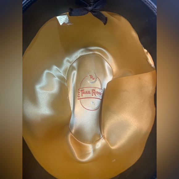 Trail Ridge Black Cowboy Hat 100% Wool Water Repellent Fur Blend Large VTG - Picture 4 of 6